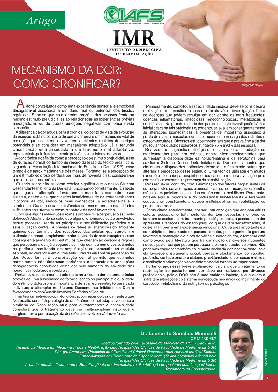 Mecanismo da Dor: Como Cronificar - Revista APM - Julho 2013